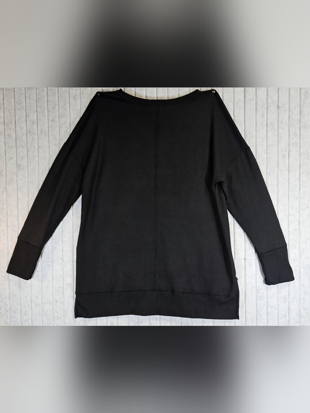 Time and Tru Black Pullover Sweatshirt Top Women’s Size L 12-14 Casual Cozy - Picture 3 of 3
